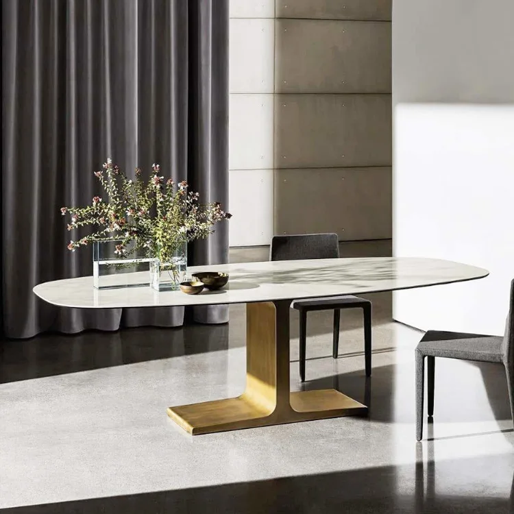 Top Quality Commercial Steel Dinning Table Restaurant Tables Luxury Modern Stainless steel Metal Leg Dining Tables