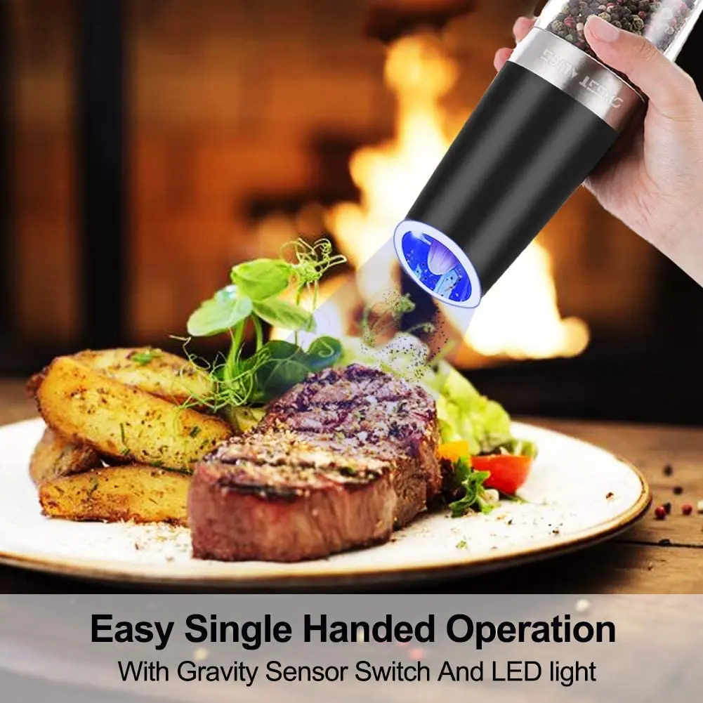 Amazon Hot sale Automatic Gravity Battery Operated Electric Salt and Pepper Grinder Pepper Mill