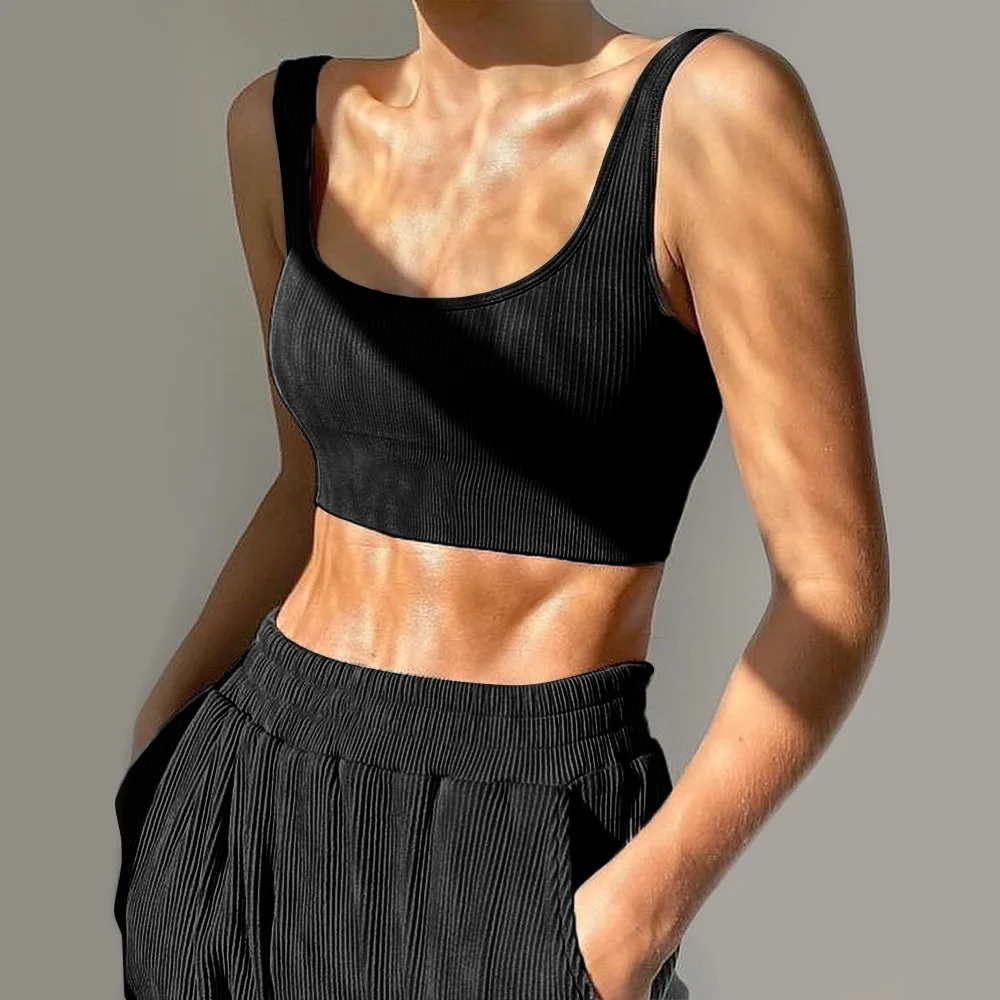 
Crop Top Cotton 2 Piece Joggers Set Women 