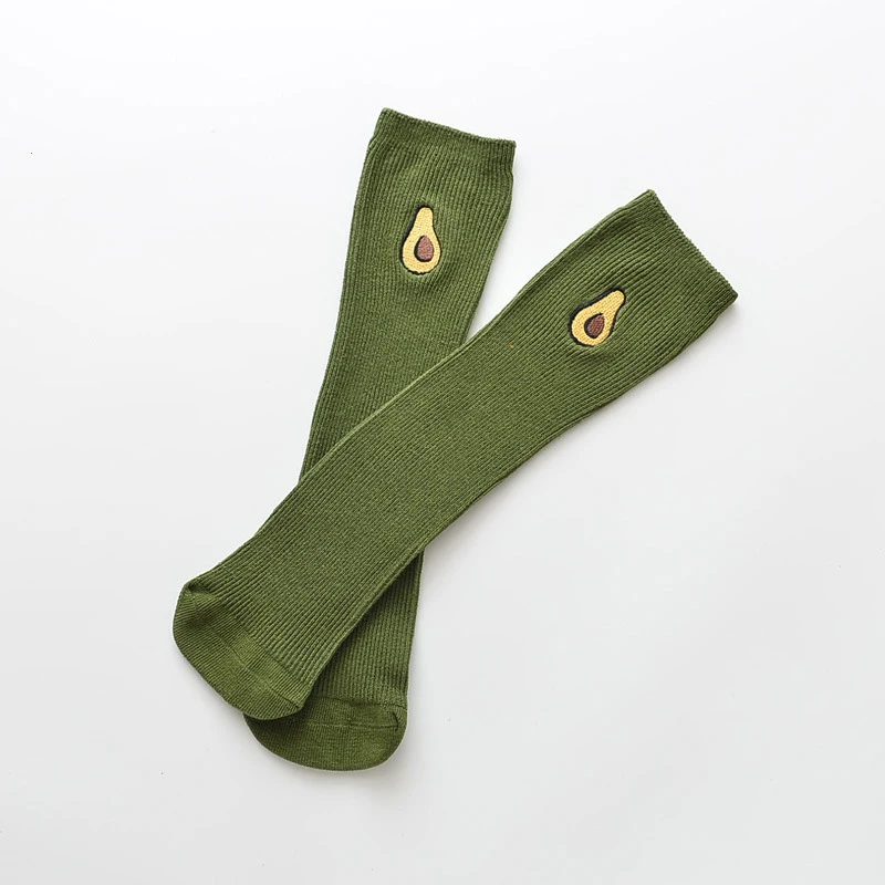 Cute Eggplant Avocado Kiwi fruit Orange Banana Peach pattern Baby Socks Combed Cotton Ribbed Cartoon Knee Length Socks for Kids