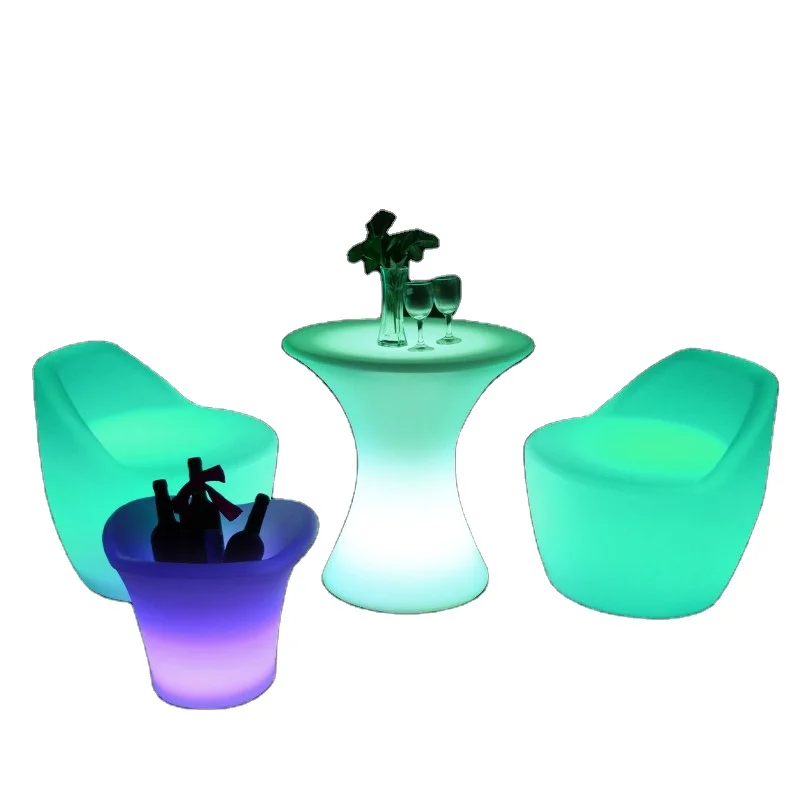 Modern color changing led bar table illuminated led table remote control waterproof led chairs and tables for party event