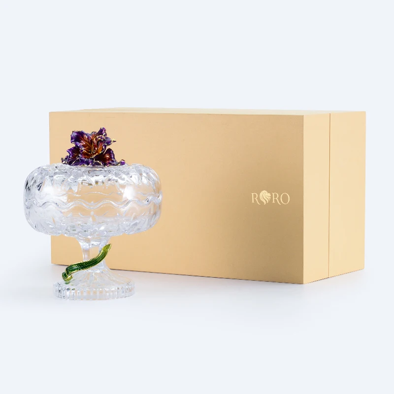 RORO Popular Gift Candy Packaging Glass Round Container Candy Jar Kitchen Glass Crystal Fancy Cookie Jar candy jar with lid
