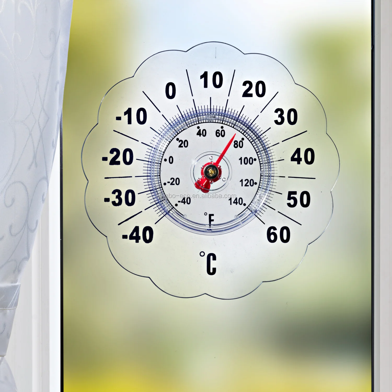 Garden Home Outdoor Window Thermometer Home Wall Mounted Digital Glass Thermometer with Suction Cup