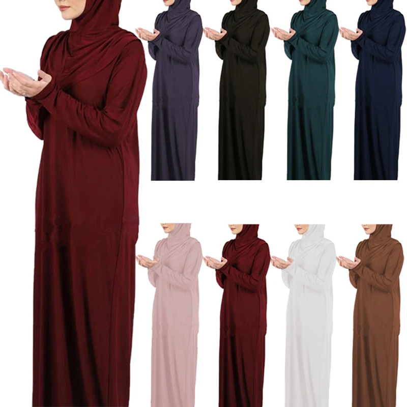 Islamic Muslim Women Prayer Dress Dubai Khimar Long Hijab Jilbab Islamic Overhead Abaya