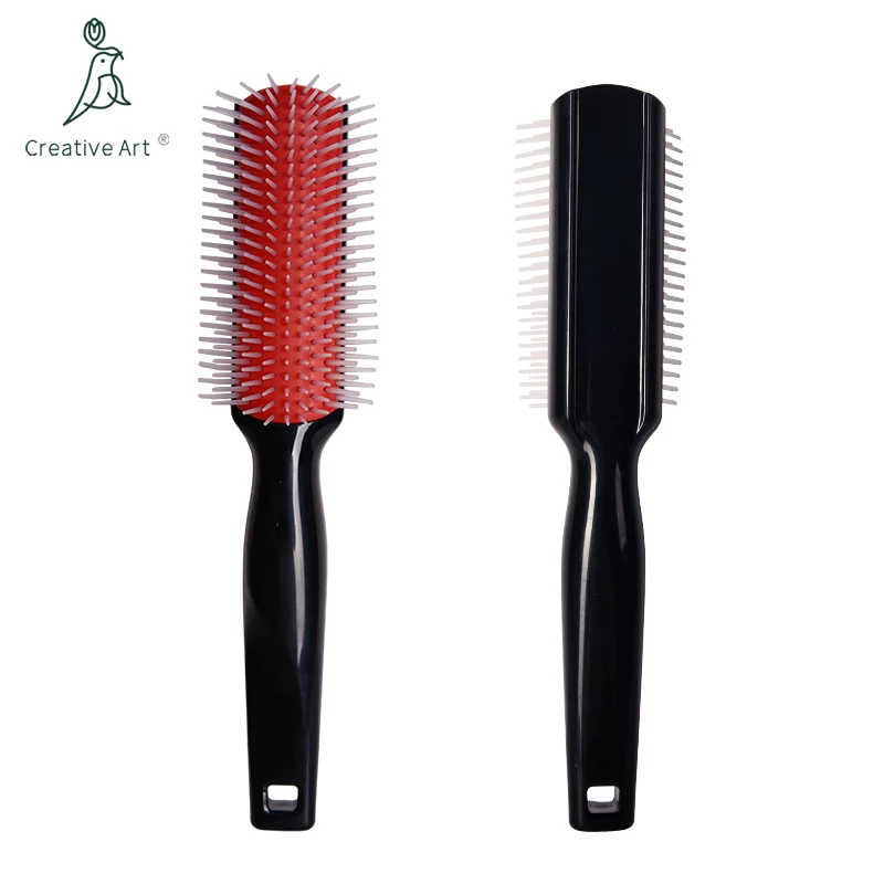 Professional Manufacturer Black & red Detangling Hair Brush Flexible Vent Custom Denman Vent Hollow Hair brush