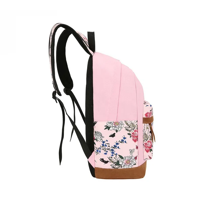 Custom Fashion Trend New 3 Set Backpacks High Quality Girls Cute Pink Soft Canvas Student School Bag And Lunch Bag Set For Kids