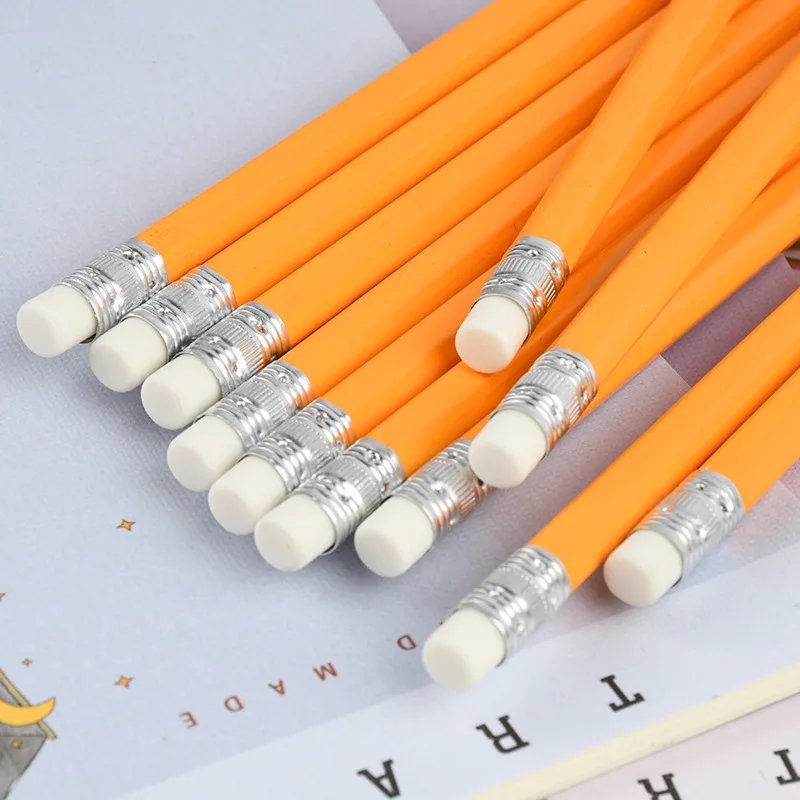 Factory Standard Pencil Logo Wooden Cheap Wholesale Bulk Custom Design HB Black Pencil With Eraser