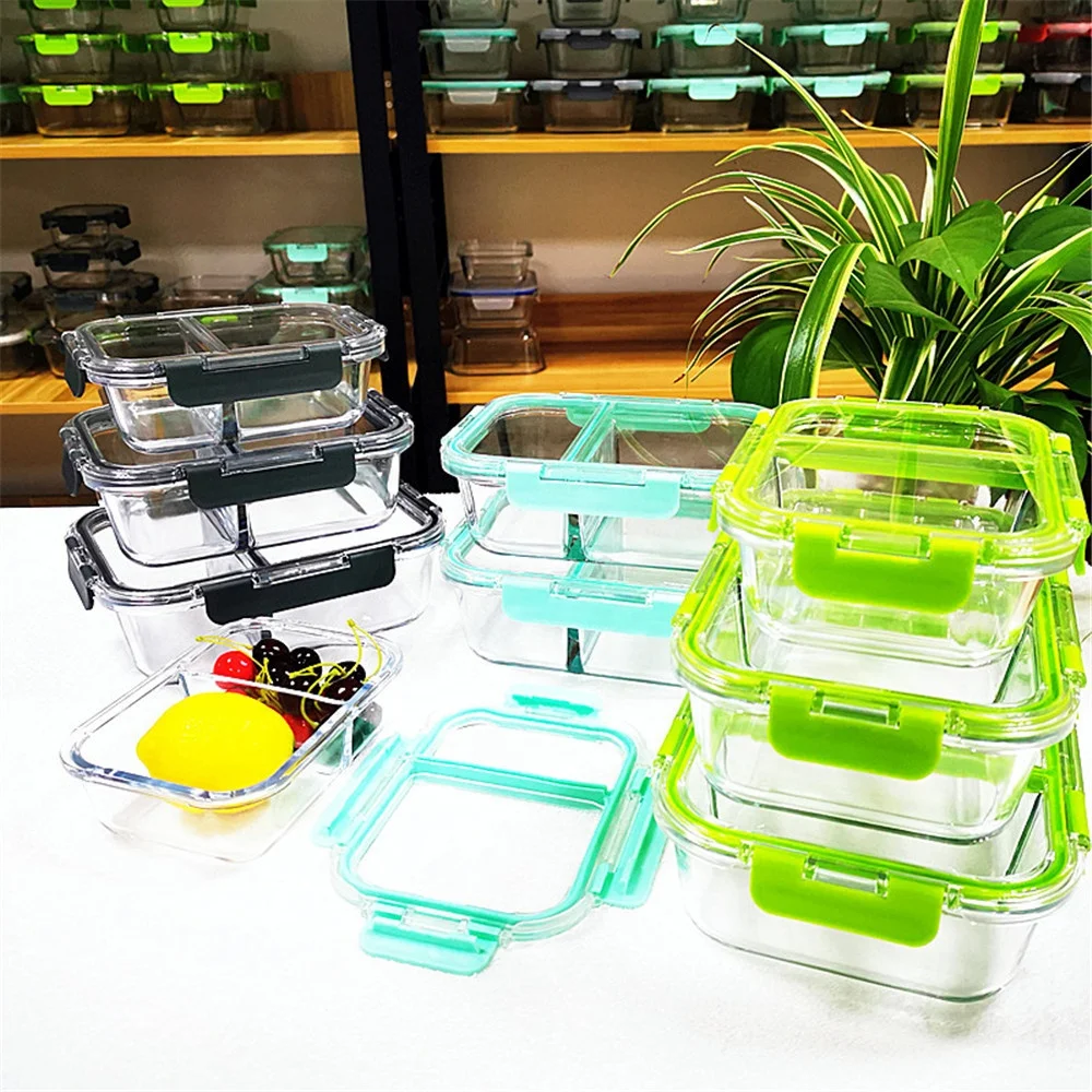 Экологически чистые стеклянные контейнеры для еды без бисфенола А 100%, безопасный контейнер для хранения пищевых продуктов с крышкой из полипропилена