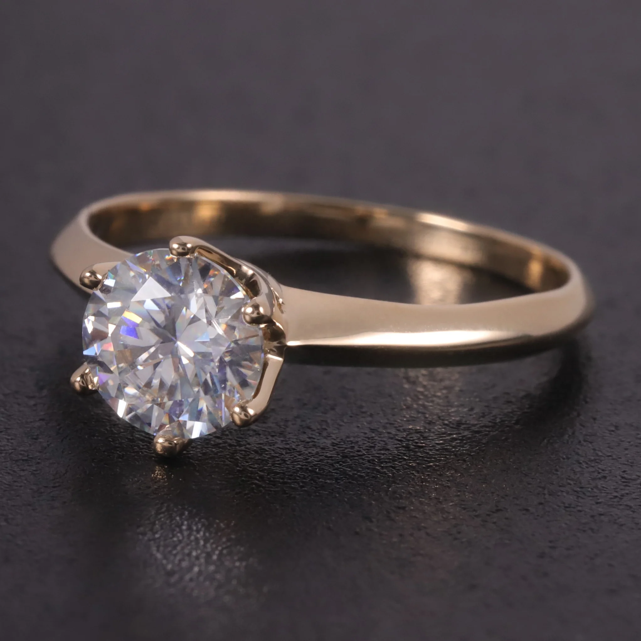 Abiding Wholesale 1 Carat Moissanites Diamond Jewelry 9K 10K 14K 18k Soild Gold Engagement Wedding Ring For Bridal