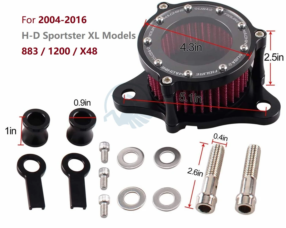 Motorcycle modified CNC aluminum vintage air intake filter cleaner for Harley Sportster XL 883 1200 XL883 XL1200 48 X48 72 04-16