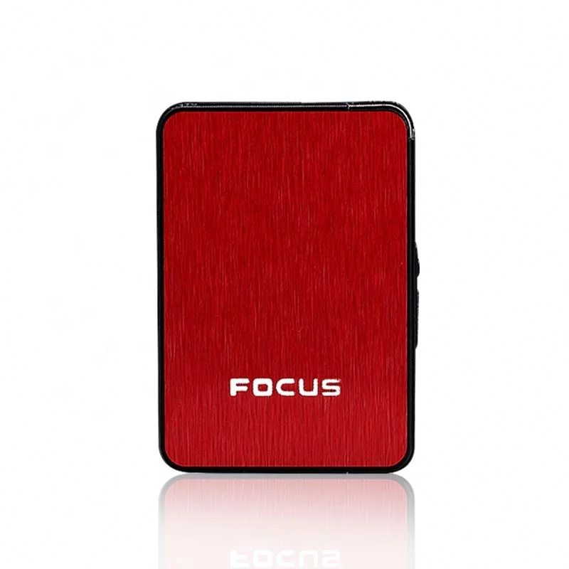Focus branded metal colorful automatic cigarette case with lighter
