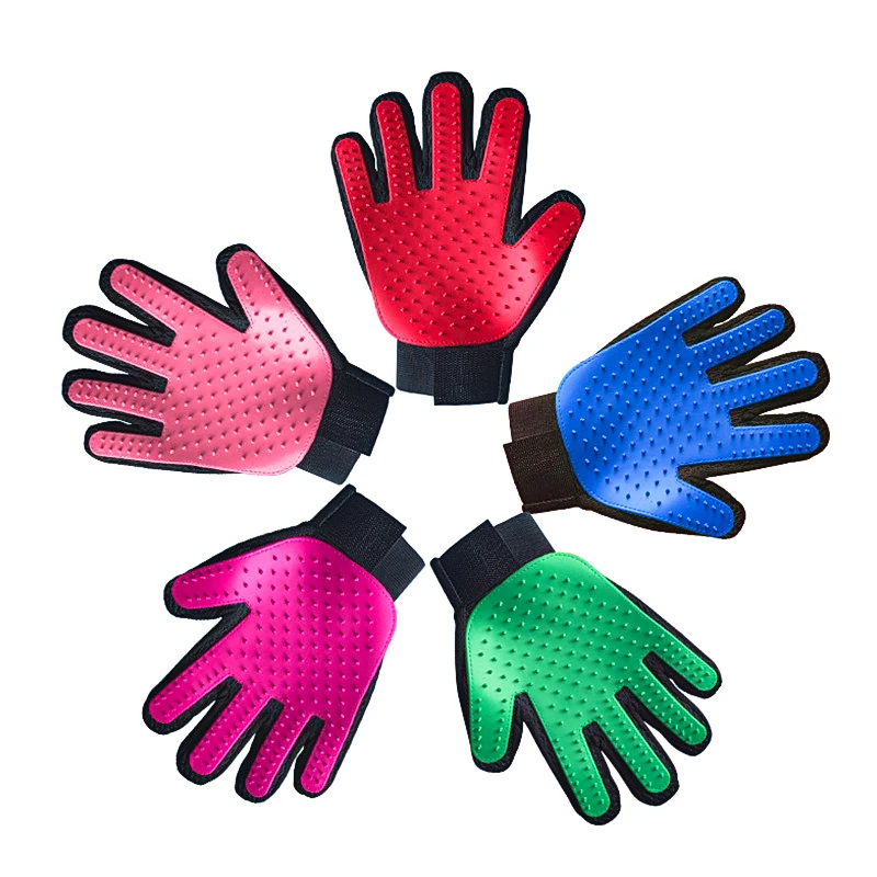 Эффективная перчатка для груминга домашних животных с пятью пальцами, массажная перчатка для собак и кошек, удаление линяющей шерсти, удаление линяющей шерсти, варежки, щетка, перчатки