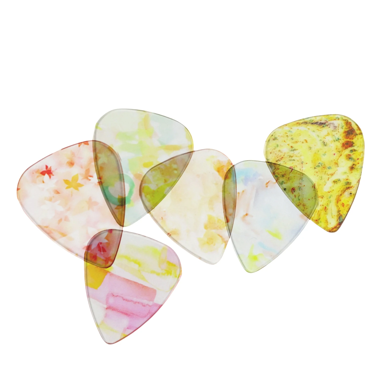 Personalized Colorful Transparent Celluloid Transparent Guitar Picks 6 Pieces in One Set for Acoustic Electric Guitar