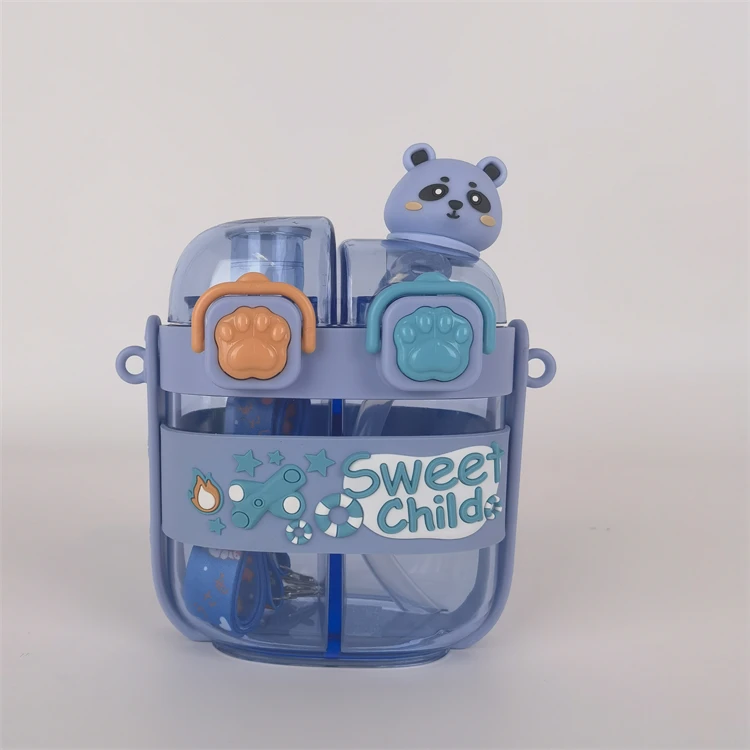 Portable Plastic Waterbottle Set Large Capacity Cute School Travel Outdoor Sports Drinking Cup Water Bottle For Kids Children