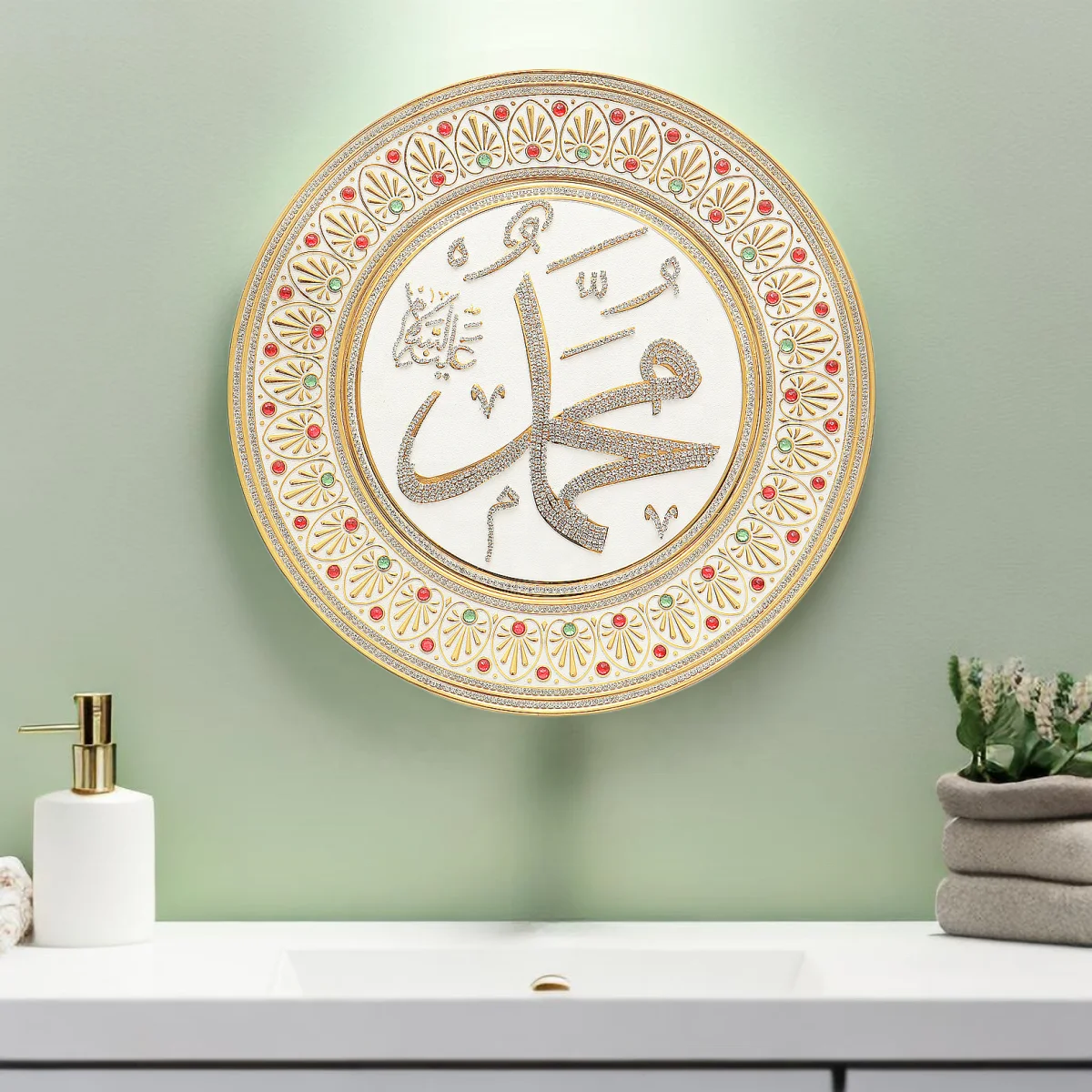 Factory Sale Islamic Mohammed Arabic Calligraphy Wall Decor Gold Shiny Color Multiple Pieces Muslim  Calligraphy Wall Art