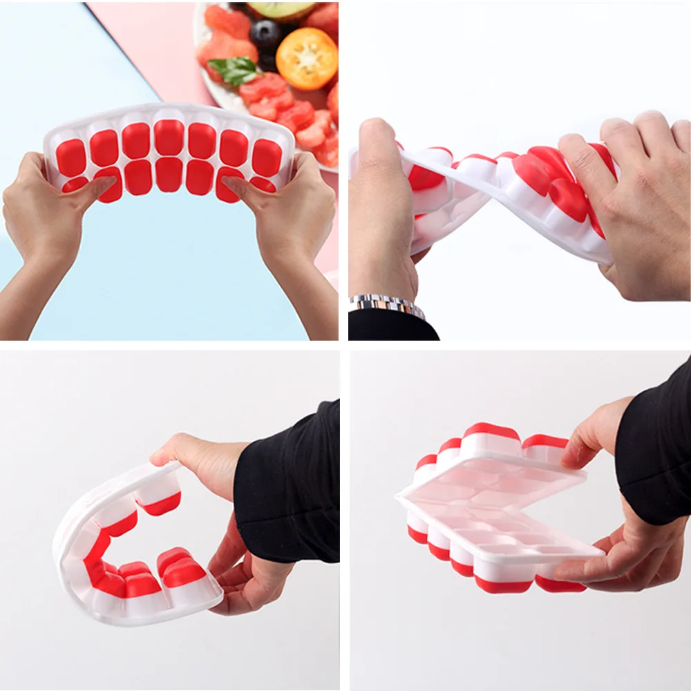 Ice Tray with Lid 4 Pack Reusable Silicone 14-Ice Trays Molds Easy-Release for Chilled Drinks Whiskey and Cocktails