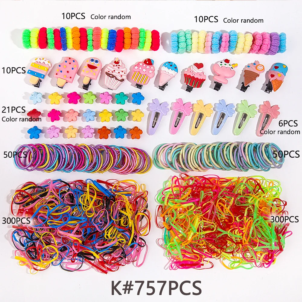 Cute Mixed Color Little Girl Elastic Hair Bands Mini Claws Clip Hair Tie for Kids Hair Accessories Set