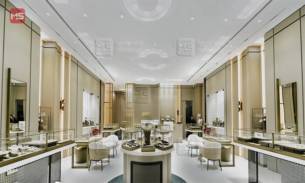 Tempered Glass Jewelry Showcase LED Lighting Jewelry Store Display Counter Fixtures Jewelry Shop Furniture