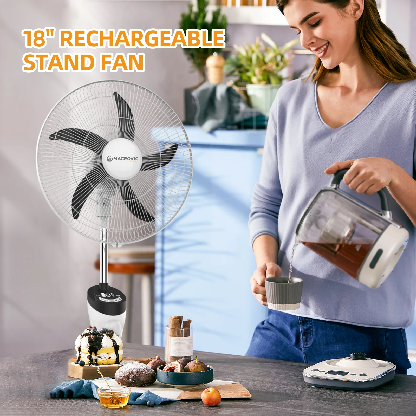 18 Inch Portable Hot Selling OEM Cool Rechargeable Stand Solar Fan Newest  Fan Air Cooling