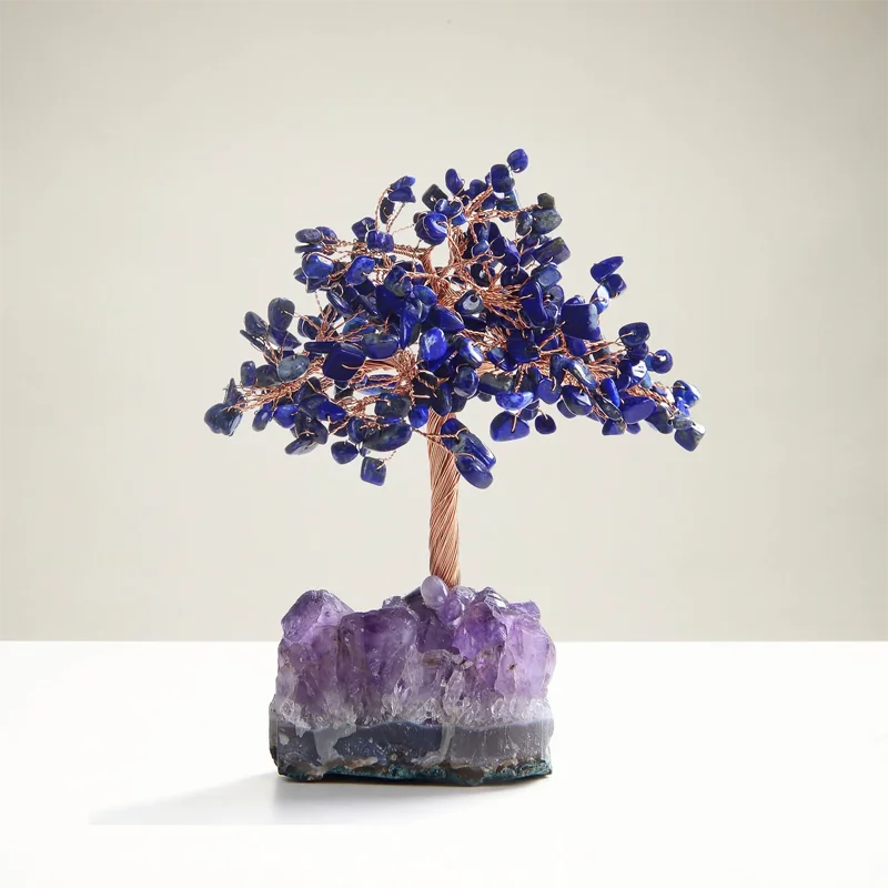 Natural Raw Stone Gravel Rose Quartz Gemstone Tree Of Life Healing Money Crystal Tree Room Decoration For Fengshui Gift