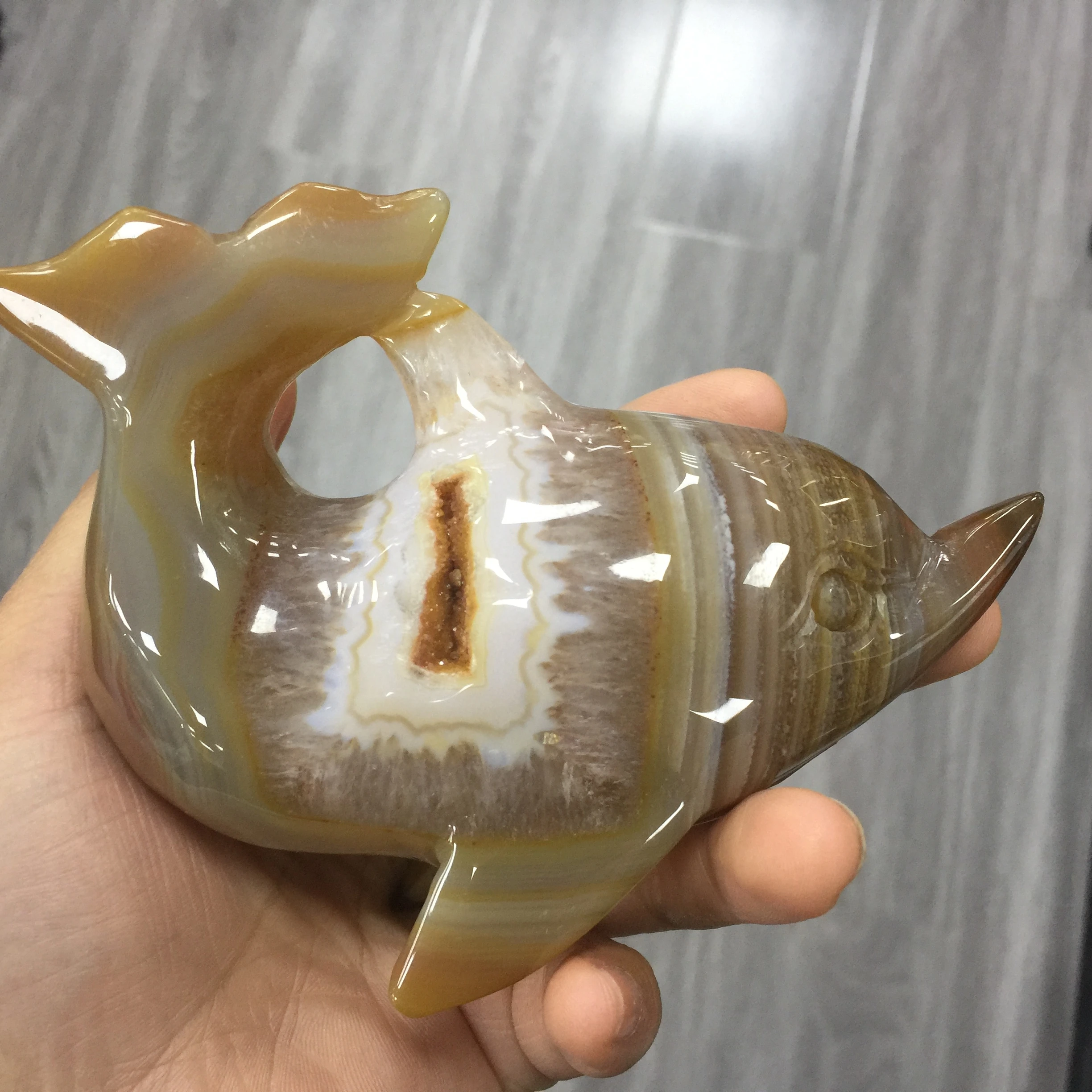 Folk crafts natural crystals agate geode druzy dolphin for gift or decoration