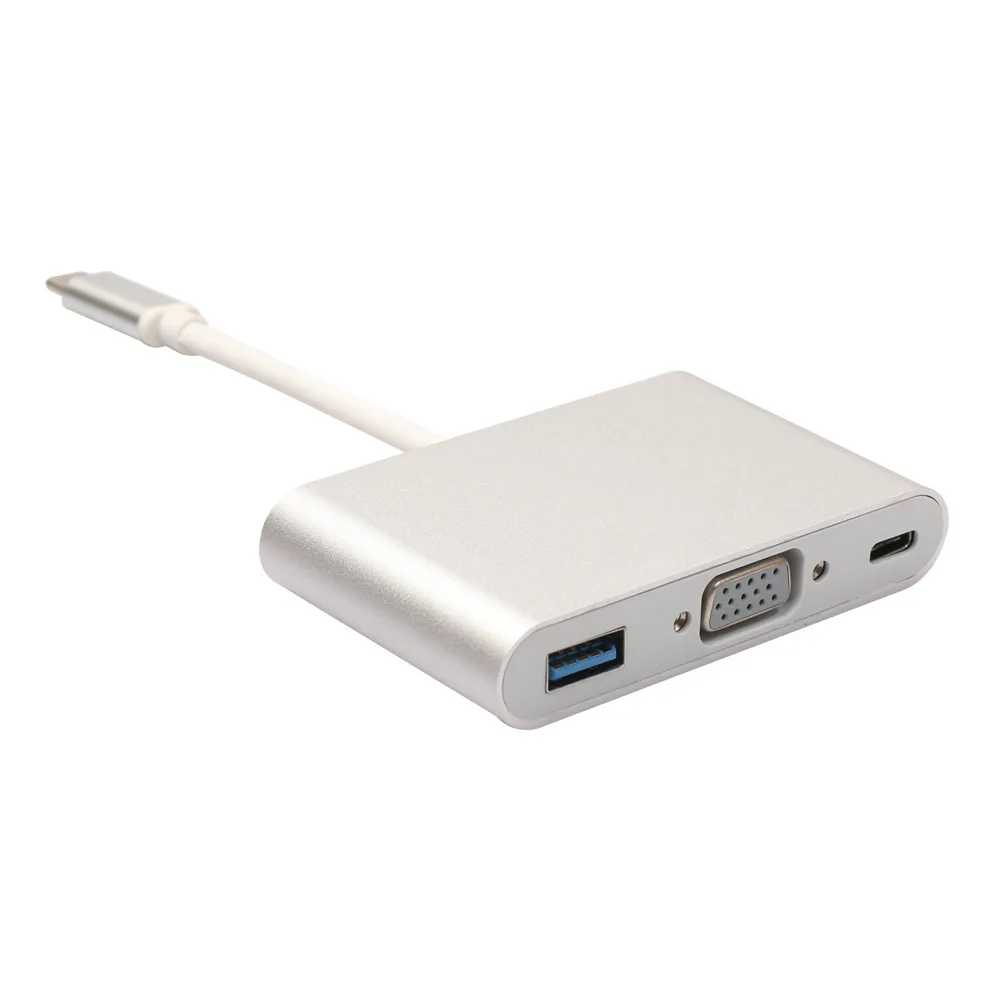 Многофункциональный 3 в 1 USB C для VGA + PD + USB-адаптер TYPE C Hub для Macbook
