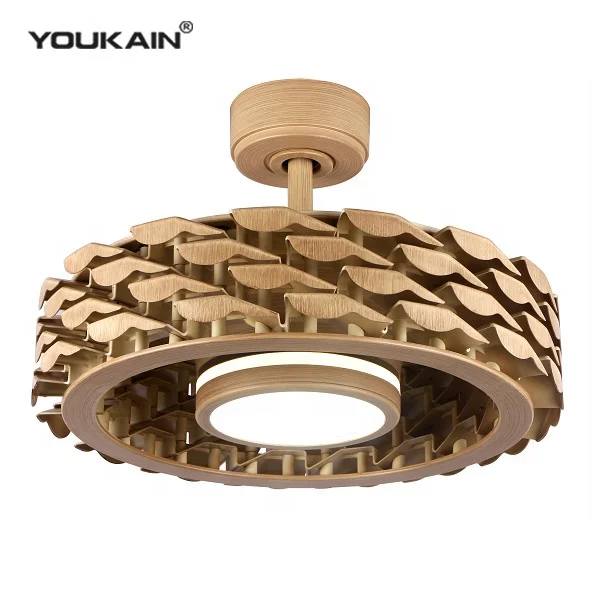 Modern 21 Inch 110v Fans Ceiling Decorative Bedroom Smart Dimming DC Bladeless Designer LED Ceiling Fan With Light