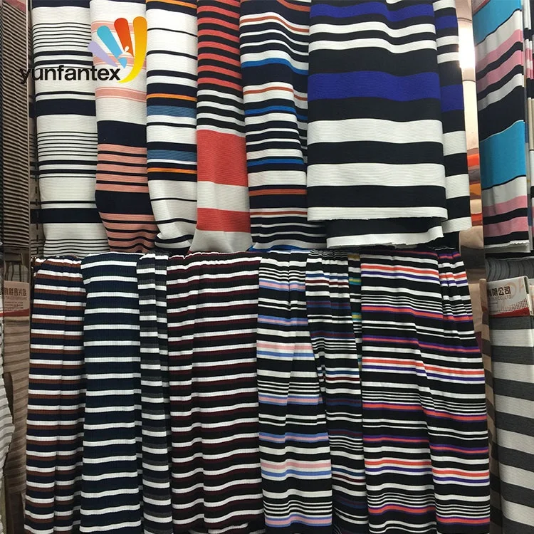 
2019 Latest Yarn dyed cotton lycra striped fabric cotton fabric with spandex 