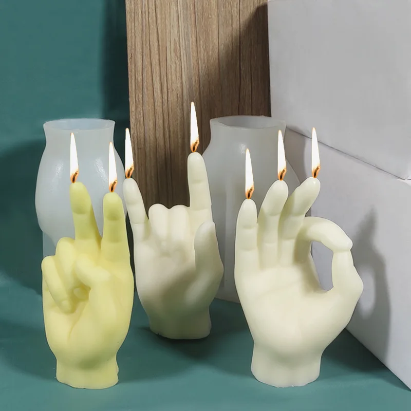 3D силиконовая форма ручной работы в виде жеста для свечей для ароматерапии, штукатурка, создание свечей, восковые формы, «сделай сам», форма для мыла