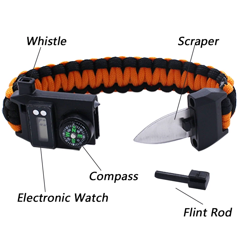 Оптовая продажа Тактический комплект часы браслет из Паракорда спортивный с аварийным ножом