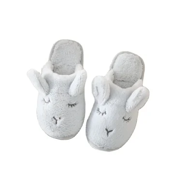 Non-slip slippers for men and women cute ears plush rabbit slippers indoor soft bottom cloth home slippers