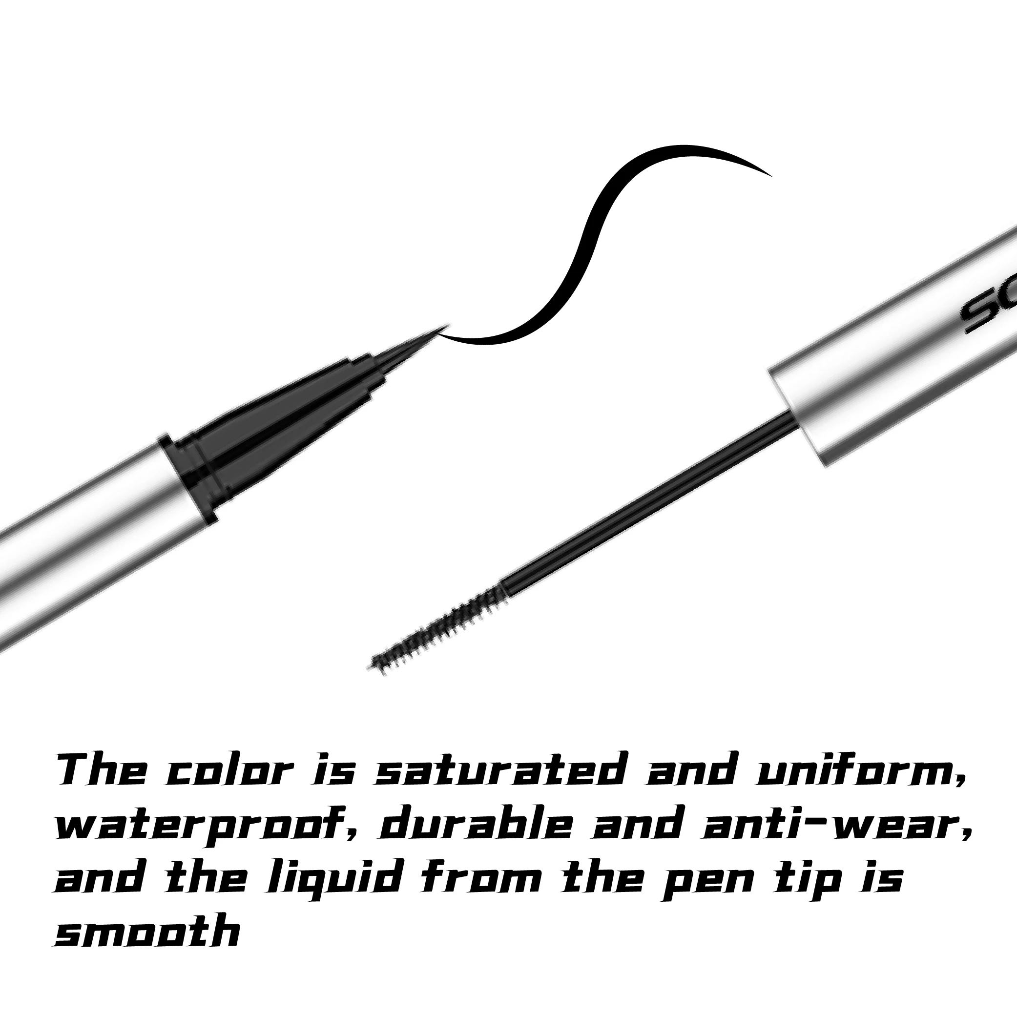 Two In One  Private Label Waterproof Long Lasting ,Matte Liquid Eyeliner not easy to agglomerate Fiber Curling Mascara