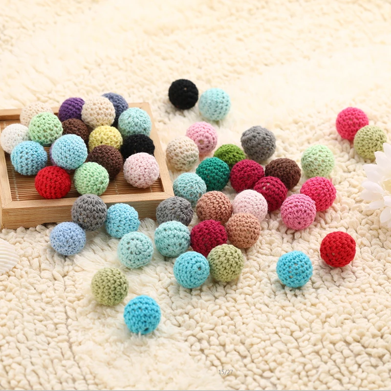 Beads For Jewelry Making For Kids Crochet Bead Kit DIY Teething Toy Bracelet Teether Ring Knitting Ball Handmade Beads