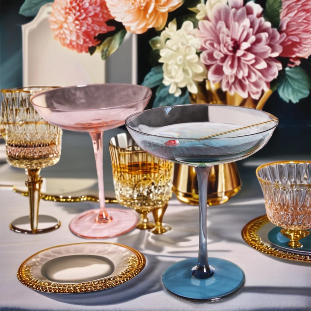 Elegance Design 8 oz gold Cocktail  champagne saucer Glass