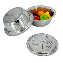 Stainless steel carrot grater set with rice sieve grater plate