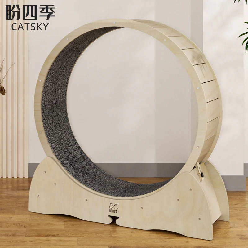 OEM ODM Factory Wooden Pet Tread Exercise Running Wheel Interactive Anti-depression Pure Cats Sustainable Cat Fun Treadmill
