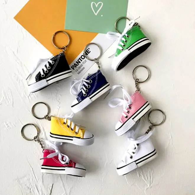 canvas shoes keychain keyring 3d sneaker shoe keychain for wholesale