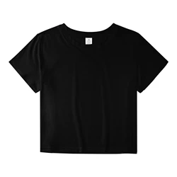 Недорогой короткий топ без рисунка с короткими рукавами, футболка с индивидуальным принтом dtg, 100% хлопок, женский простой сексуальный Свободный кроп-топ, футболка с логотипом