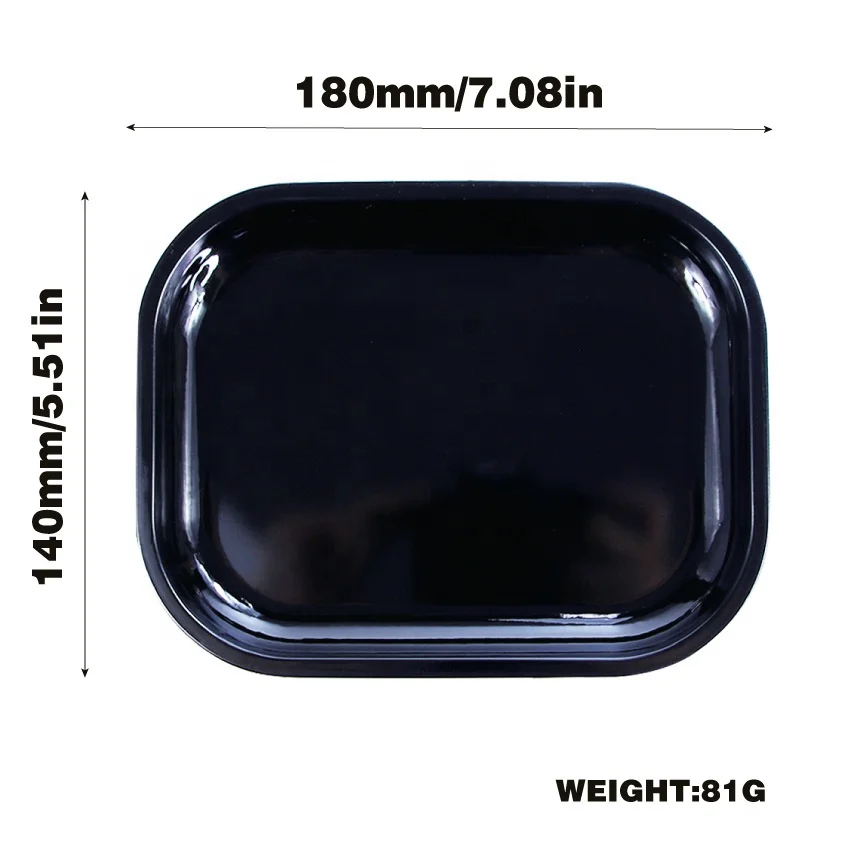 Custom logo Tinplate Tobacco Rolling Tray with Lid Cigarette Metal Hot Selling 18*14cm Black Tin rolling tray