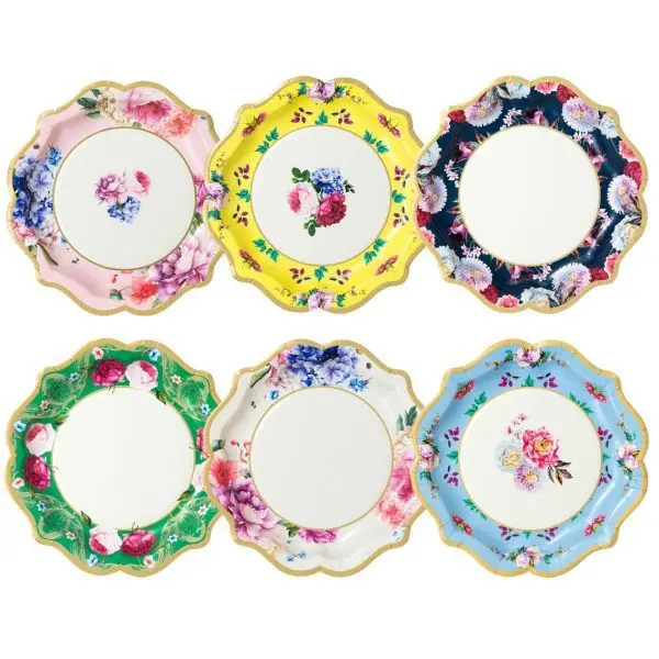 Tea Party Vintage Floral Plate Cups And Saucer Disposable Tableware Sets For Tea Parties Weddings Baby Showers And Birthday