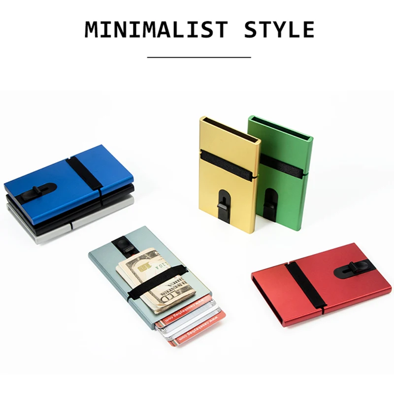 Dropshipping Slim Automatic Stainless Steel Credit Card Box Wallet Tarjetero De Aluminio RFID Secure Pop Up Aluminum Card Holder