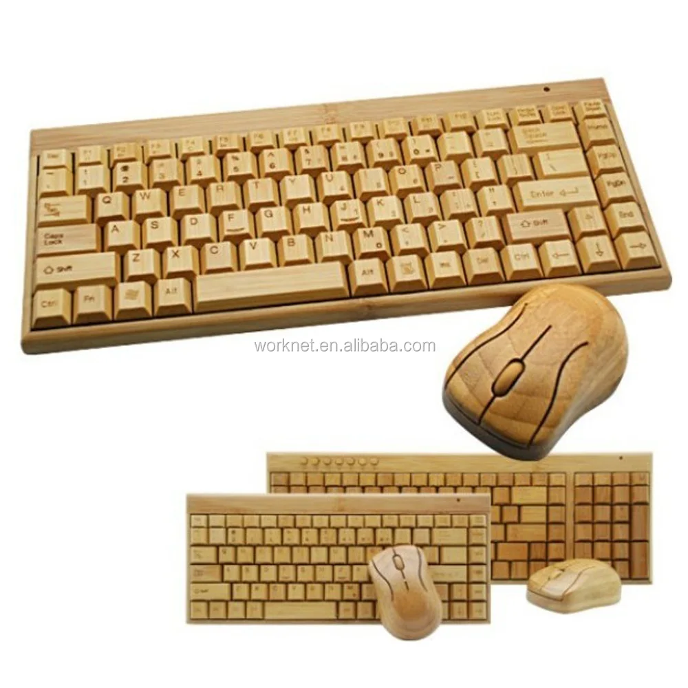 2024 New Product Ideas Original New Desktop Wireless Russian Version Layout Bamboo Keyboard and Mouse Combo Set