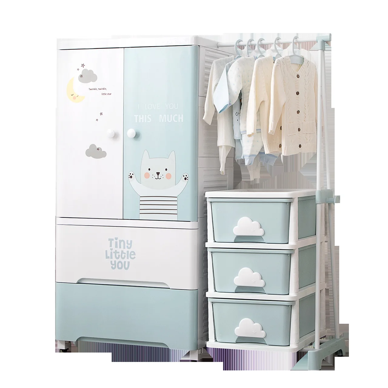 Пластиковый детский гардероб для спальни, домашний шкаф для хранения детской одежды, подвесной двухдверный шкафчик