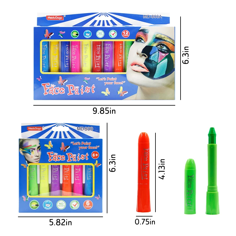 12 Solid Tempera Paint Crayon Face Painting  Crayon Set Safe Non-Toxic Kids Body Paint for Halloween Makeup