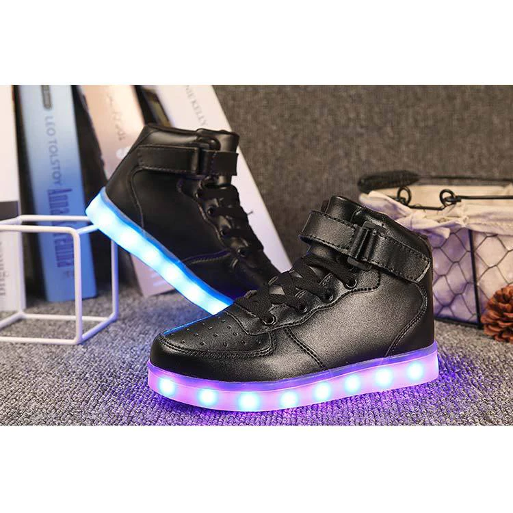 Hot-selling high-top USB rechargeable night leisure shoes multi-color LED flash shoes