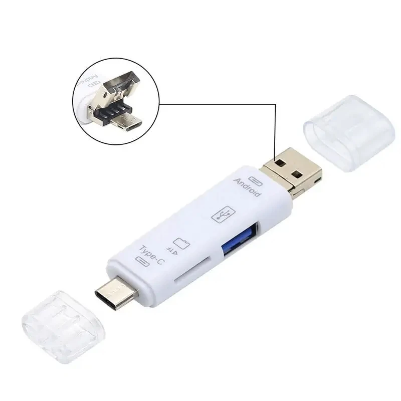 5 in 1 Multifunction Type C Micro USB to USB OTG USB 2.0 TF Card Reader Adapter Type-C Flash Drive Adapter For Android Computer