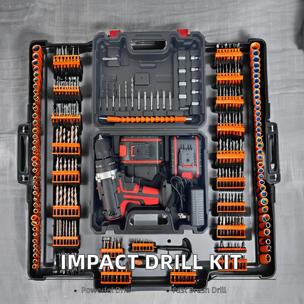 10MM Home Impact Screwdriver Tool Kit Lithium Electric Cordless Drill with Variable Speed Brush Motor OEM Customizable
