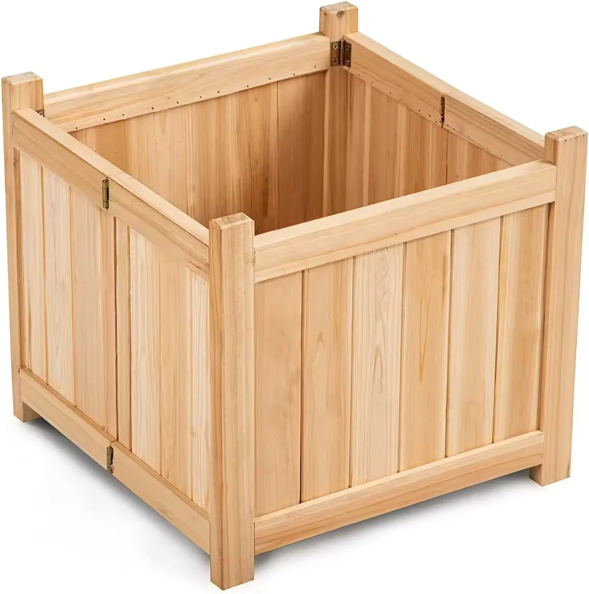 Garden Balcony Raised Flower Bed Folding Wood Planter with Drainage Hole & Base Outdoor Elevated Planting Box