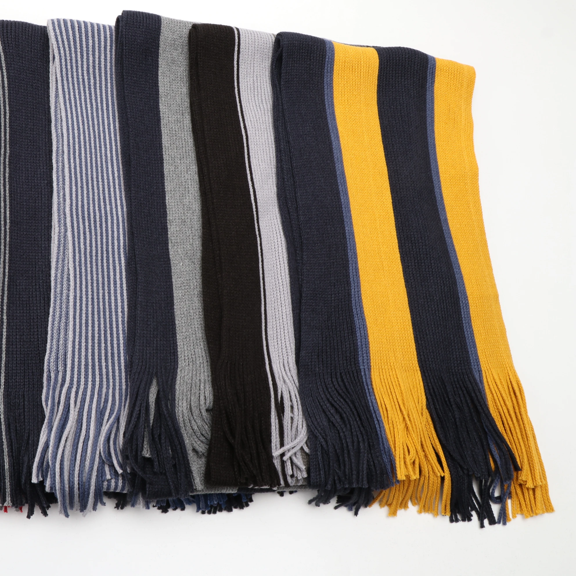 Knitted Acrylic Striped Winter Warm Knit Scarf