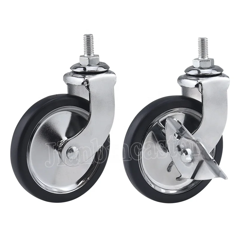 75mm Utility Cart Caster Wheel Dining Car Hotel Restaurant Collection Tableware Car Wheel chrome bracket 3 inch castor wheel